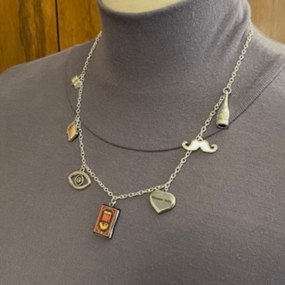 1984 by George Orwell Handmade Literature Necklace, Eye TV Mustache Book Cover - Picture 5 of 15